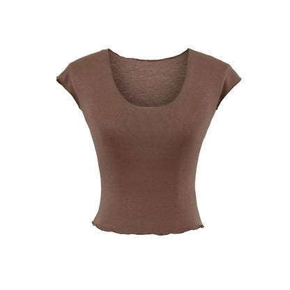 Short shirt with cut neckline