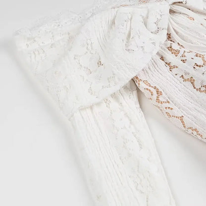 Long strapless lace dress