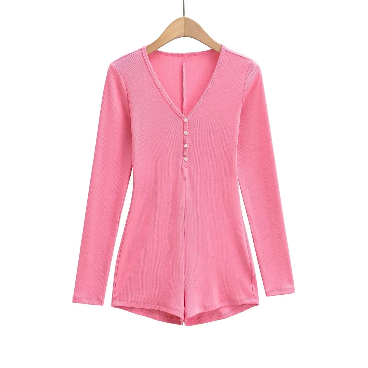 Buttoned v-neck overall