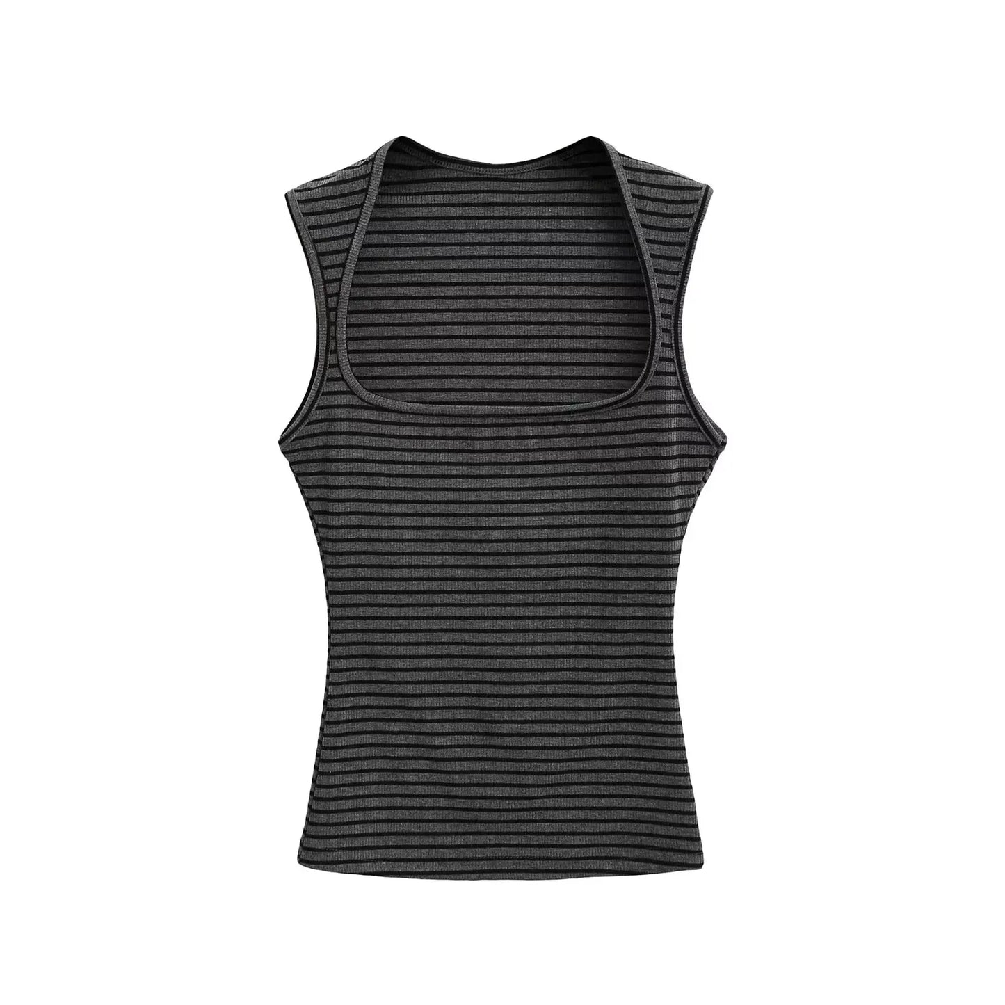 Striped tank top with square neckline
