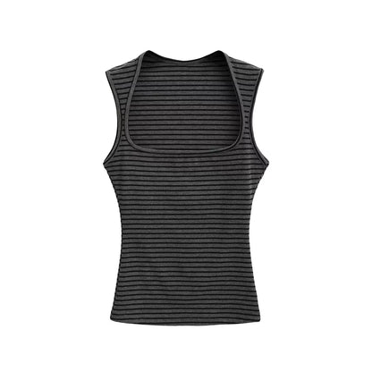 Striped tank top with square neckline
