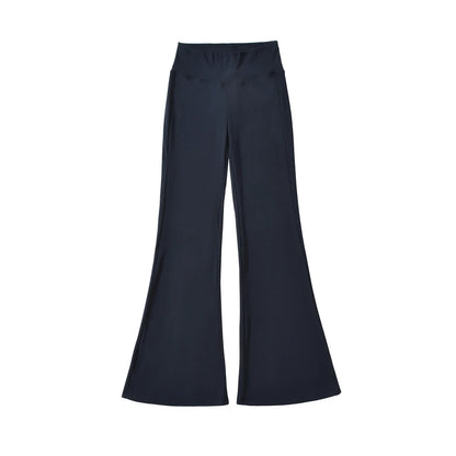 Flared pants with thick elastic at the waist