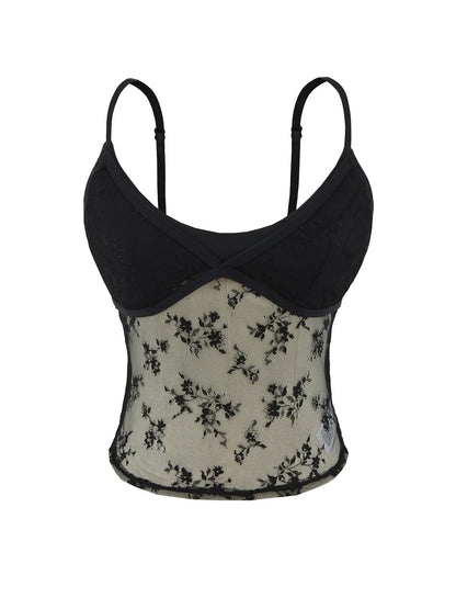 French style lace triangle tank top
