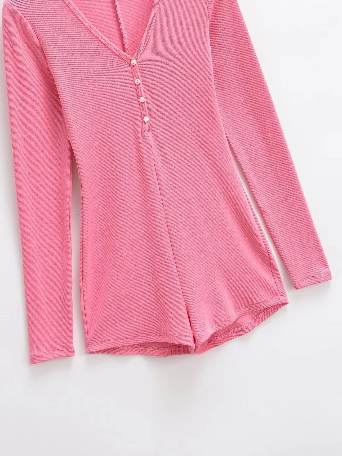 Buttoned v-neck overall