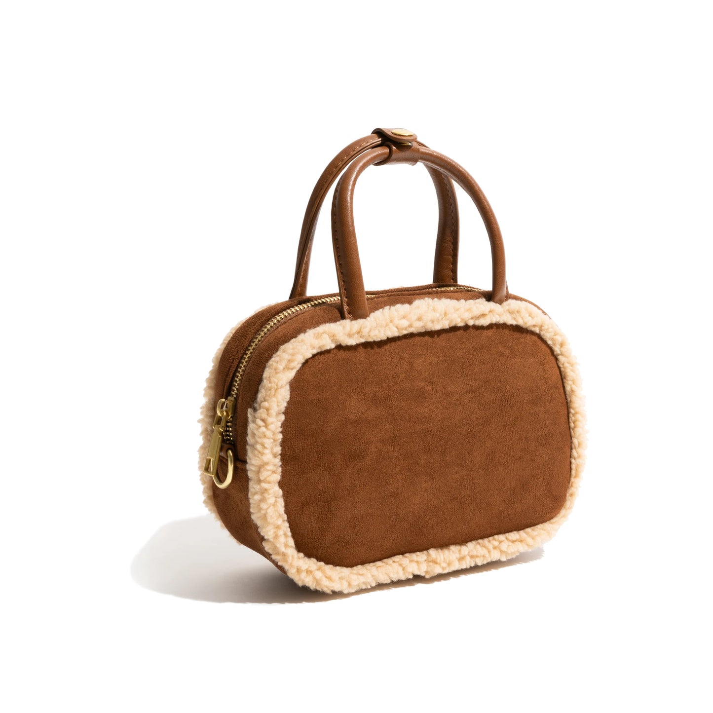Square shaped handbag with square fur