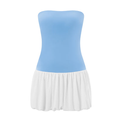 Strapless dress with puffy skirt