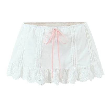 Aesthetic skirt with pink ribbon