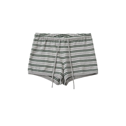 Striped shorts with a low cut