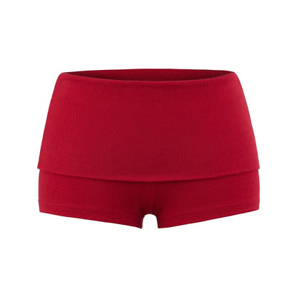 Shorts with folded rubber
