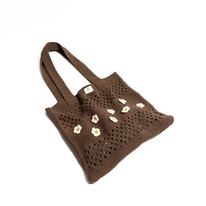 Floral half mesh bag