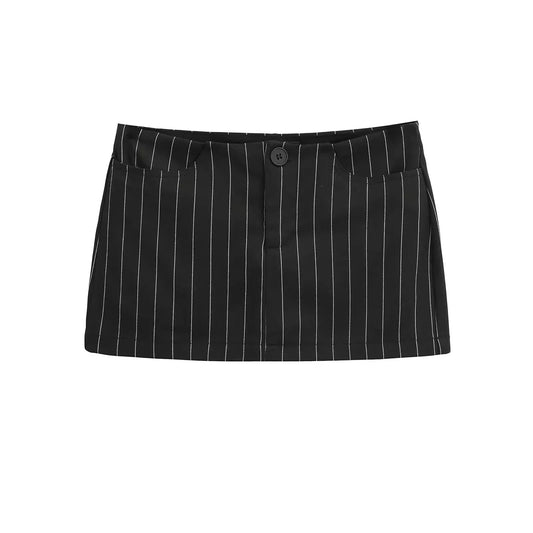 חצאית פסים בגזרה נמוכה עם מכנסונים מובנים