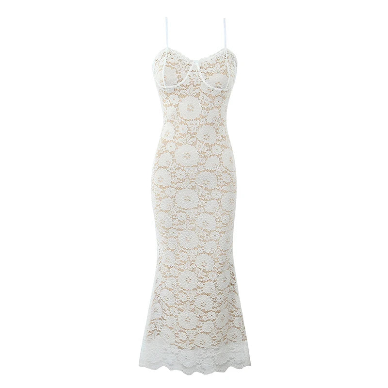 Long sexy lace dress