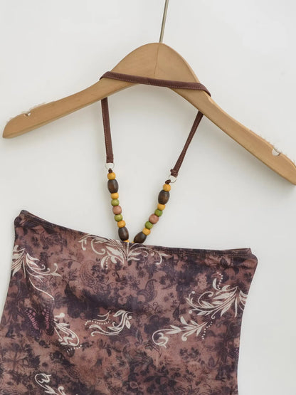 Beaded collar tank top