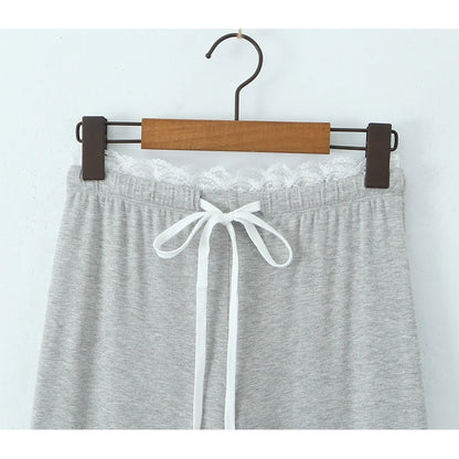 Lace trim pants