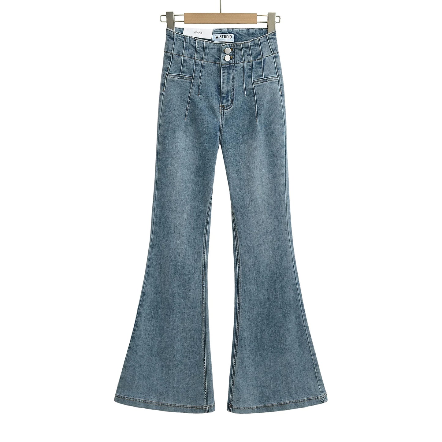 High cut jeans with two buttons