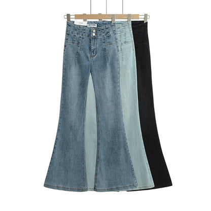 High cut jeans with two buttons