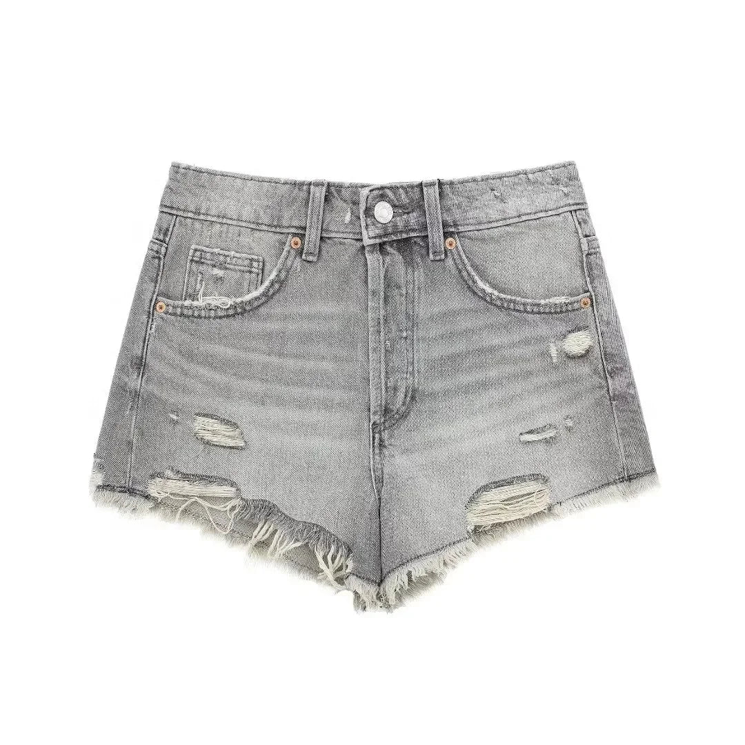 Basic ripped short jeans