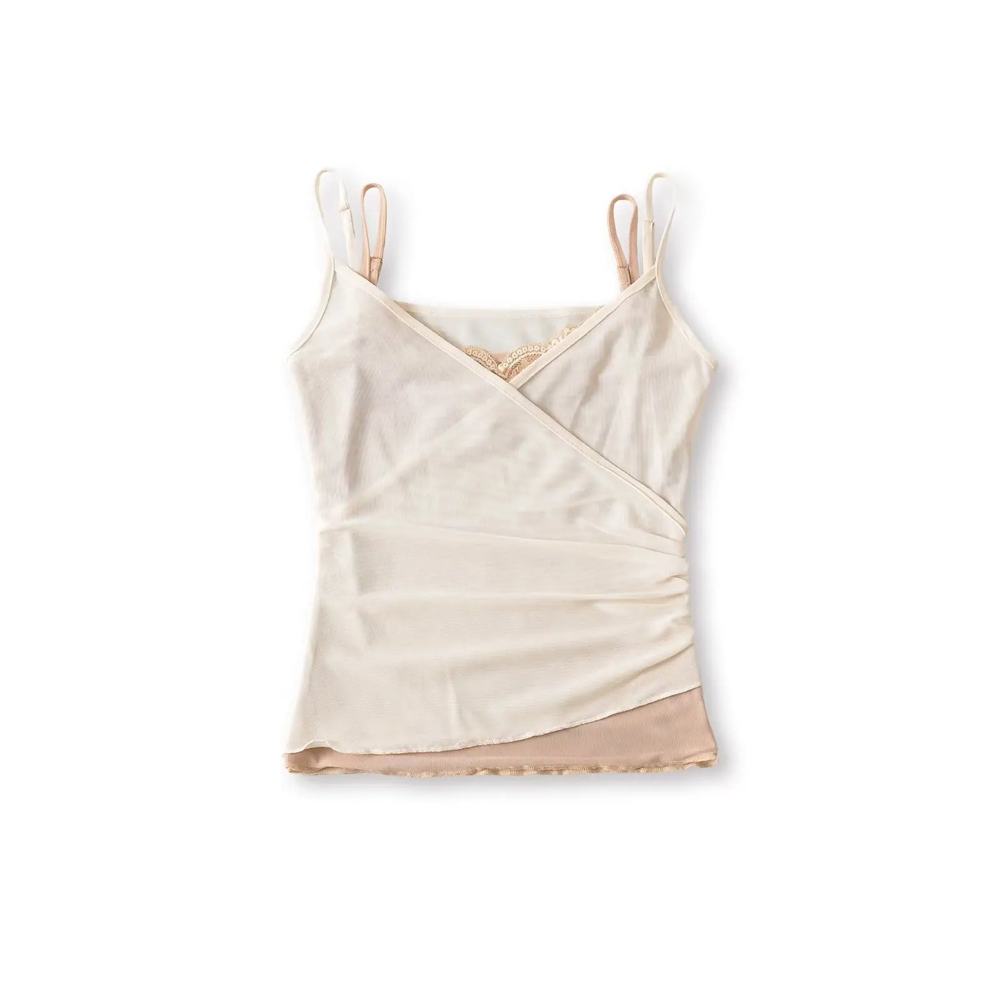 Shell layered tank top with lace