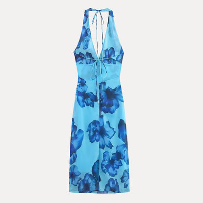 Blue floral collar dress