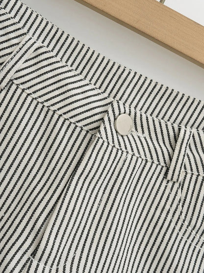 Denim-like striped shorts