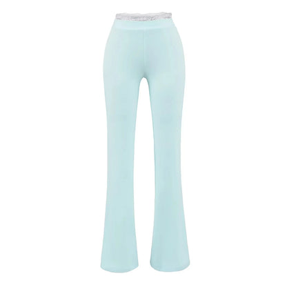 Long pants with lace trim