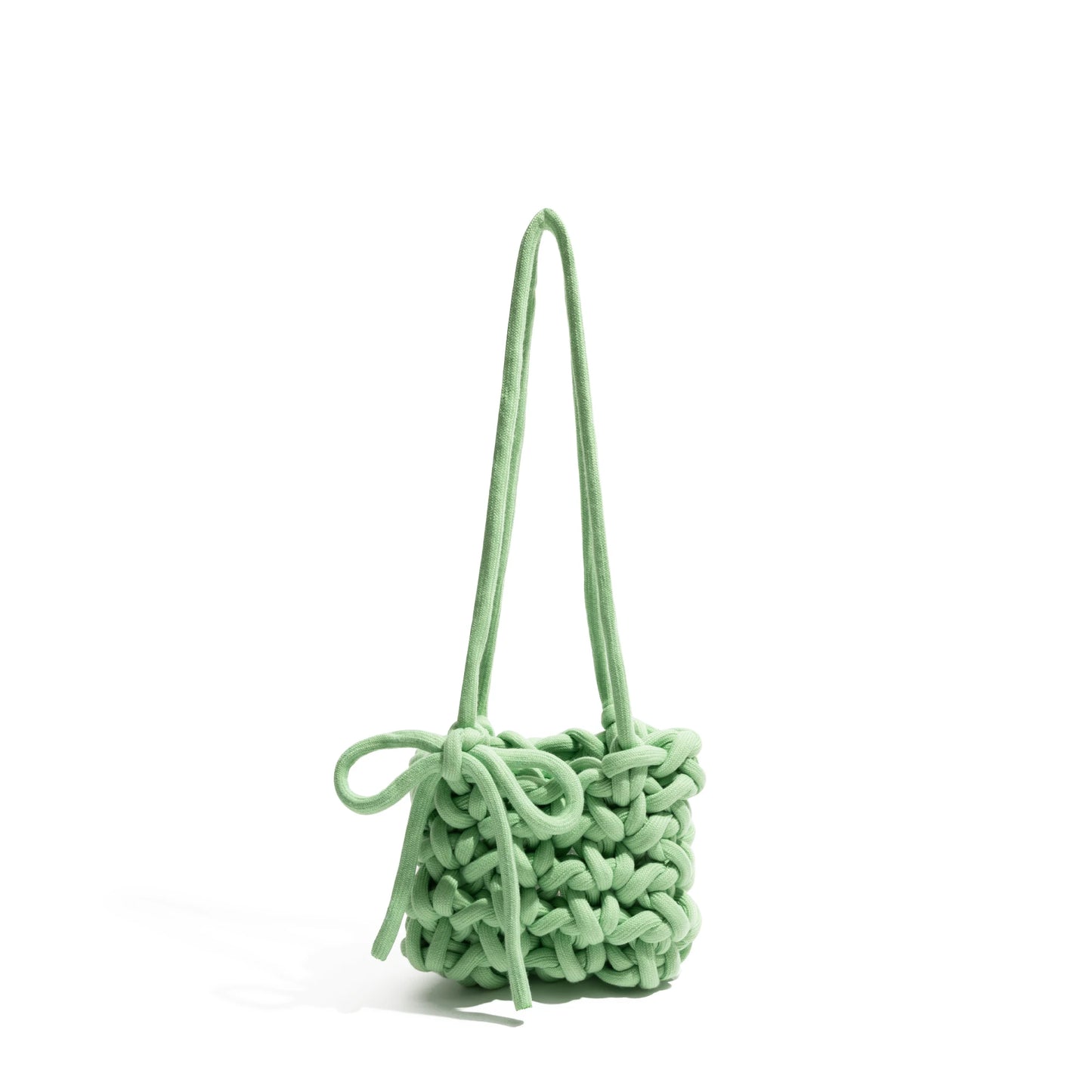 Soft knitted bag with bow tie