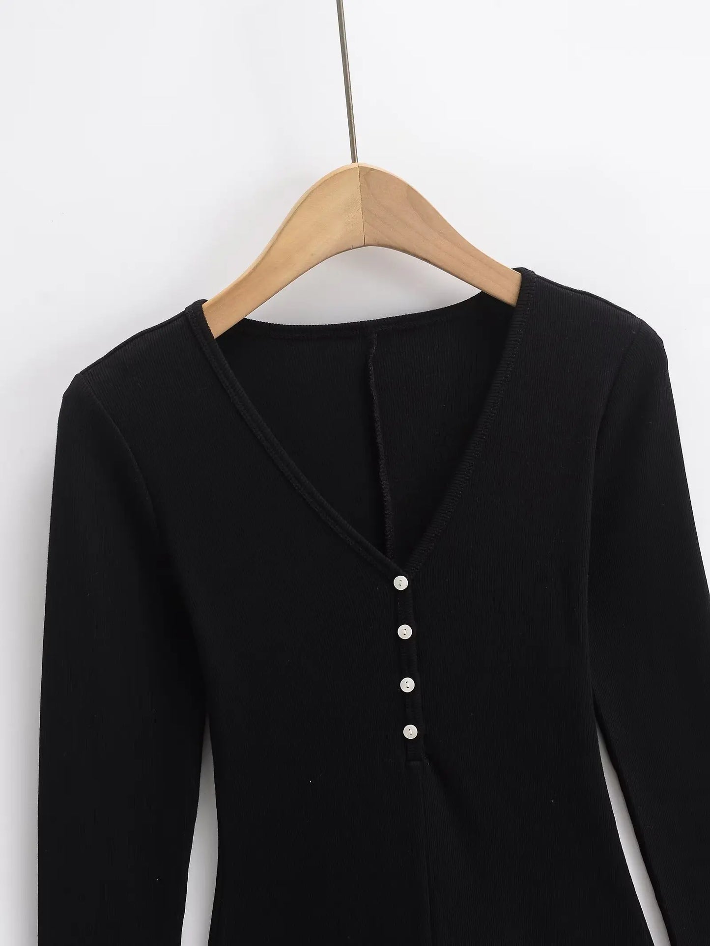 Buttoned v-neck overall