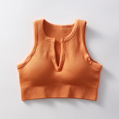 Sports bra with cleavage opening