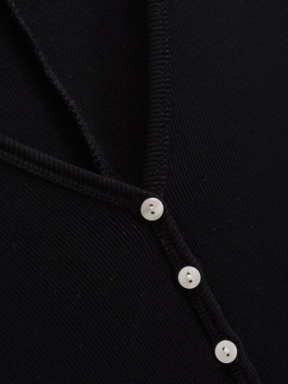 Buttoned v-neck overall