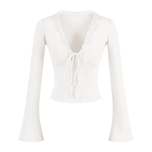 חולצה ארוכה קשורה במחשוף