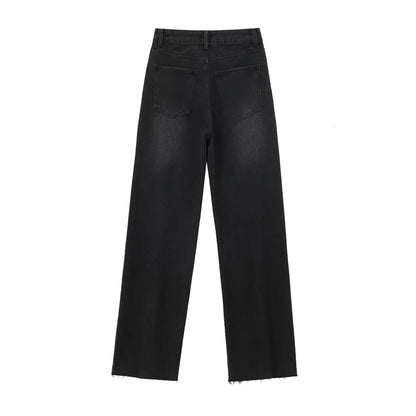 High waisted straight jeans