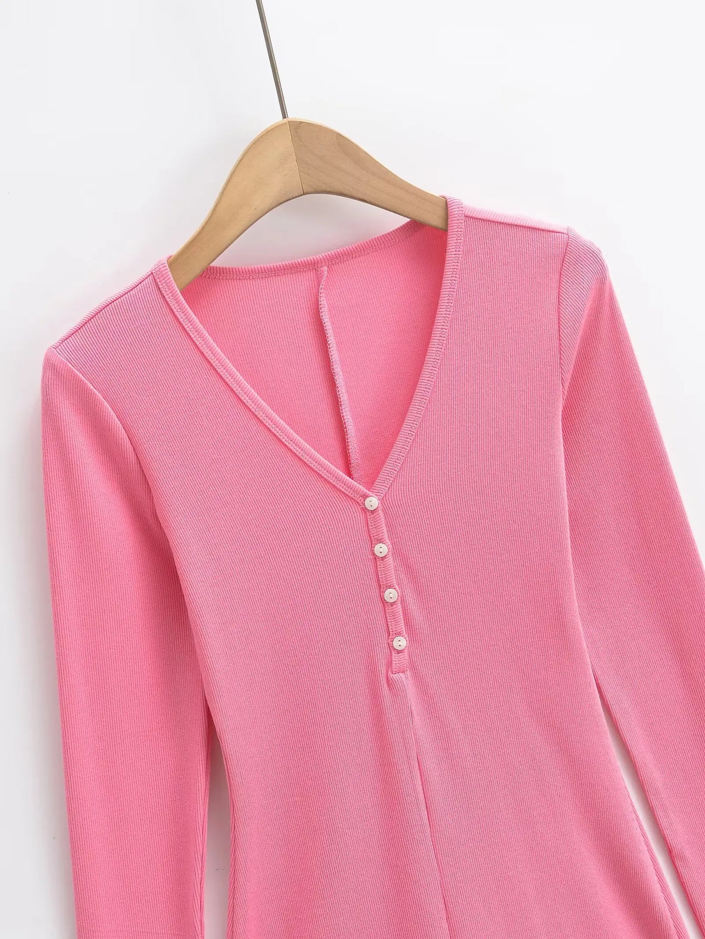 Buttoned v-neck overall