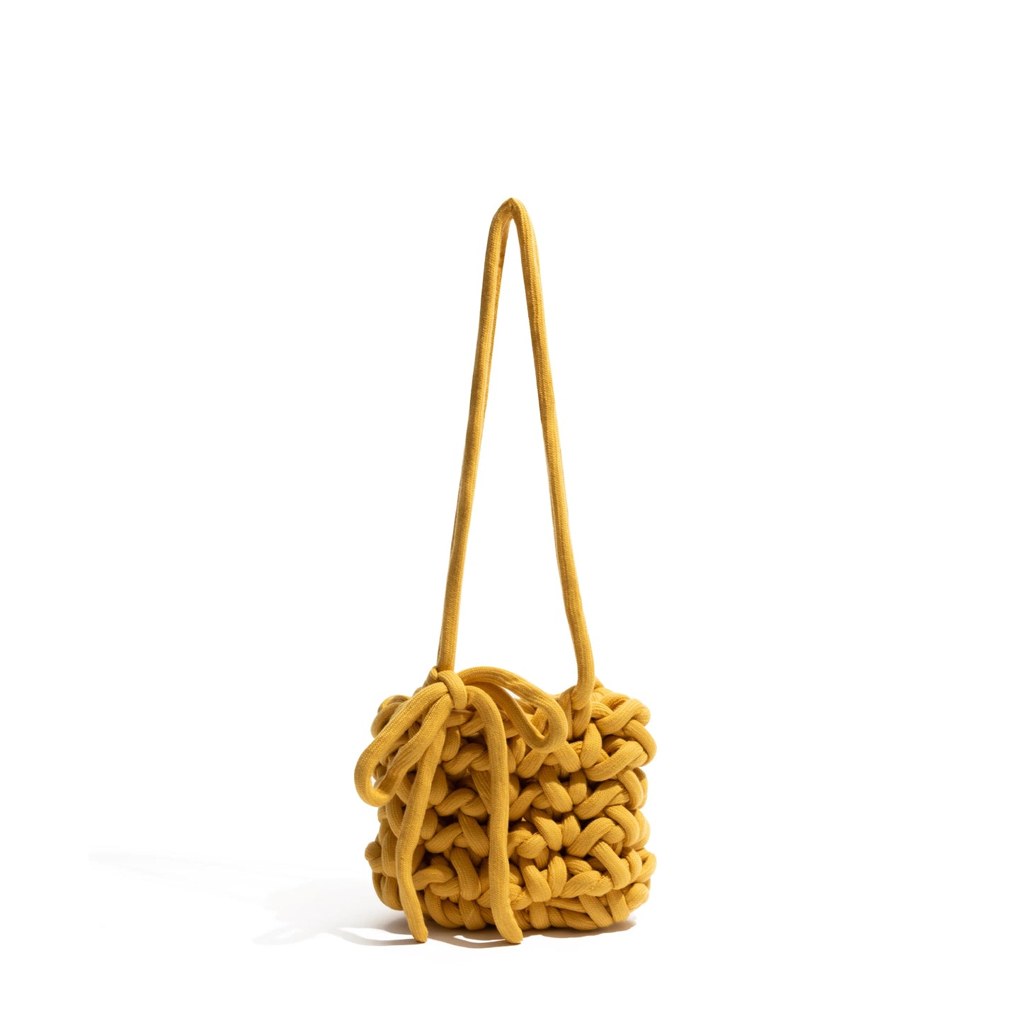 Soft knitted bag with bow tie