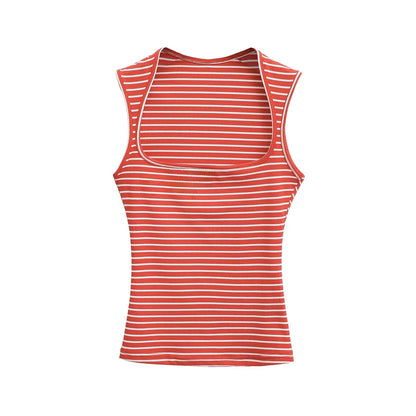 Striped tank top with square neckline