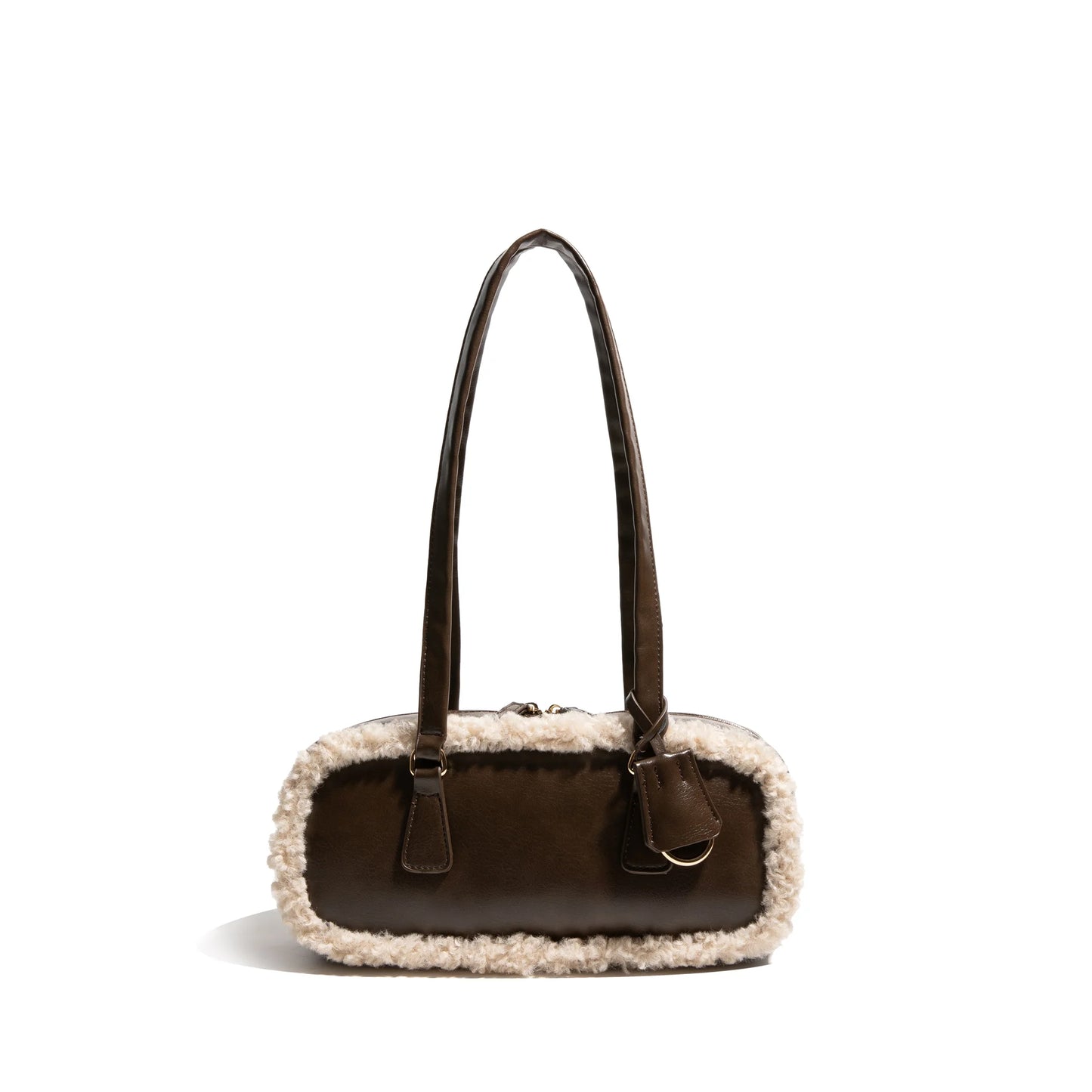 Faux leather bag with fur around