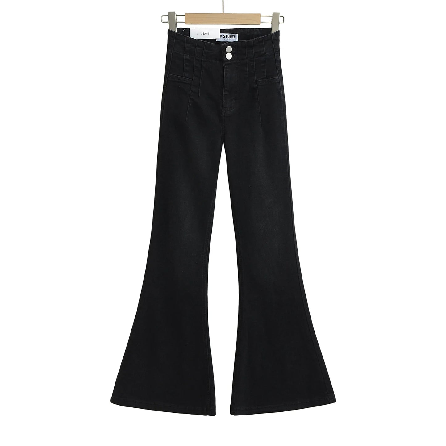 High cut jeans with two buttons