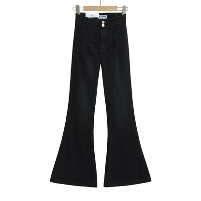 High cut jeans with two buttons