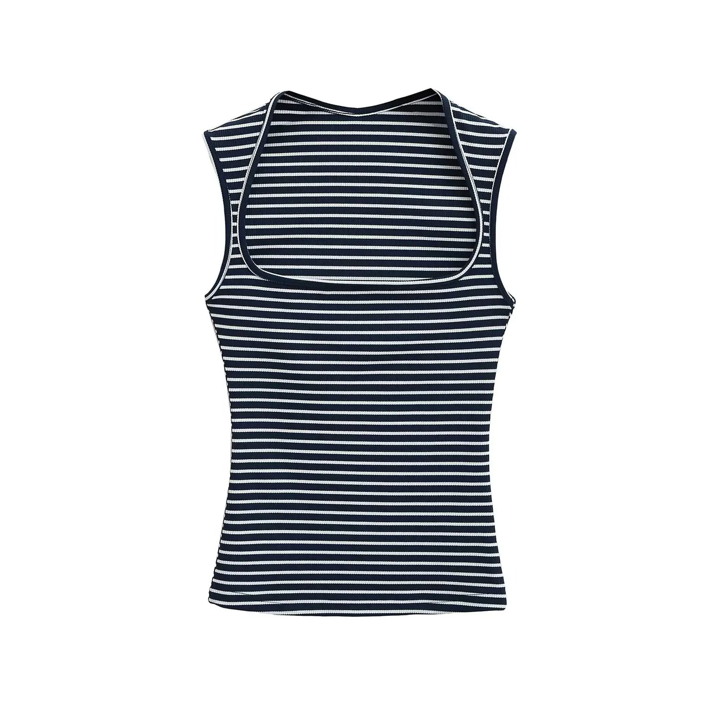 Striped tank top with square neckline