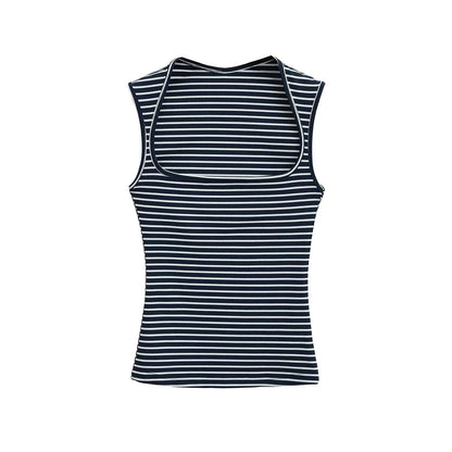 Striped tank top with square neckline
