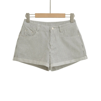 Denim-like striped shorts