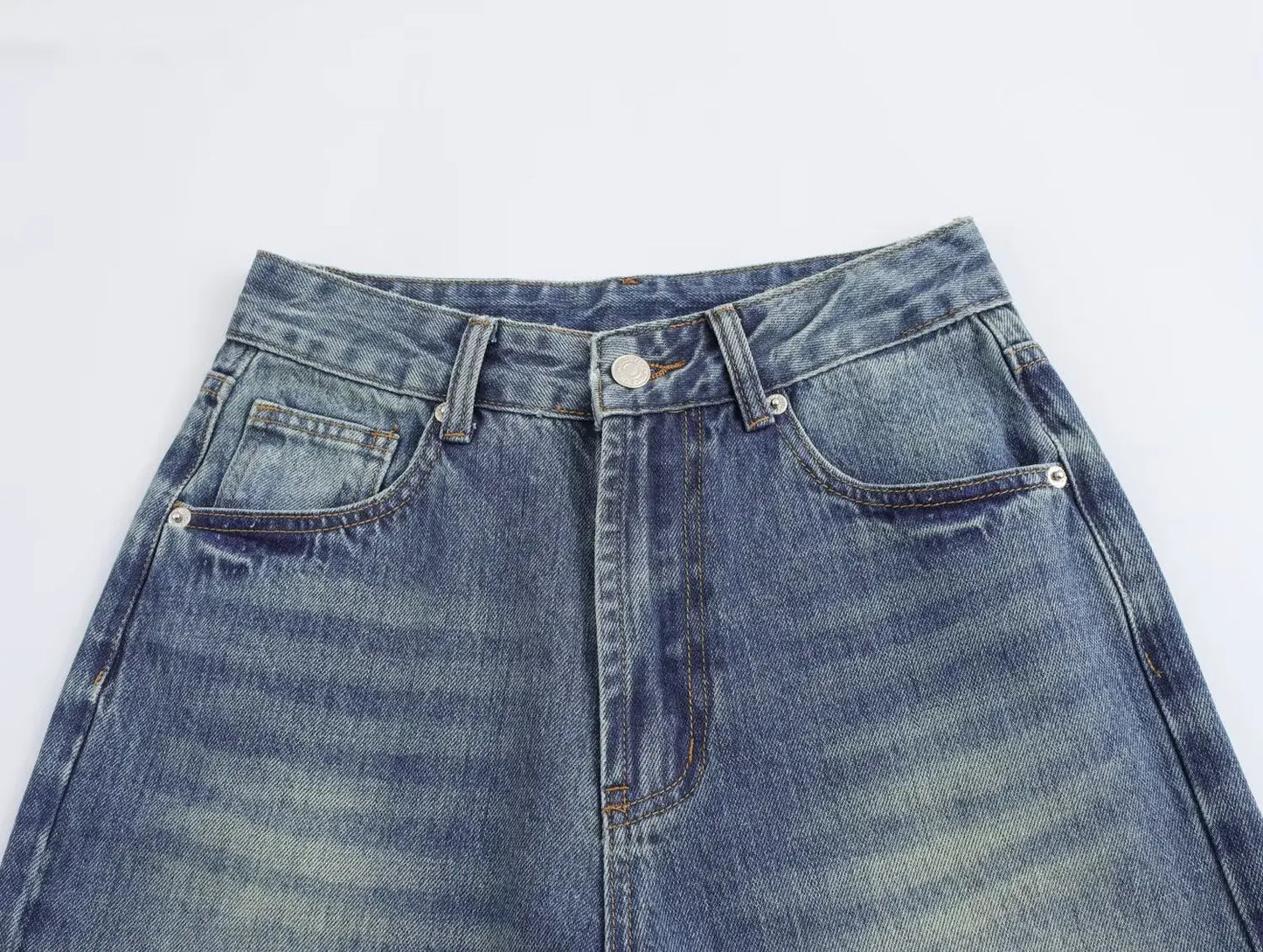 High waisted straight jeans