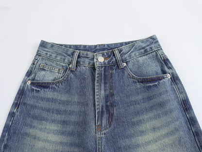 High waisted straight jeans