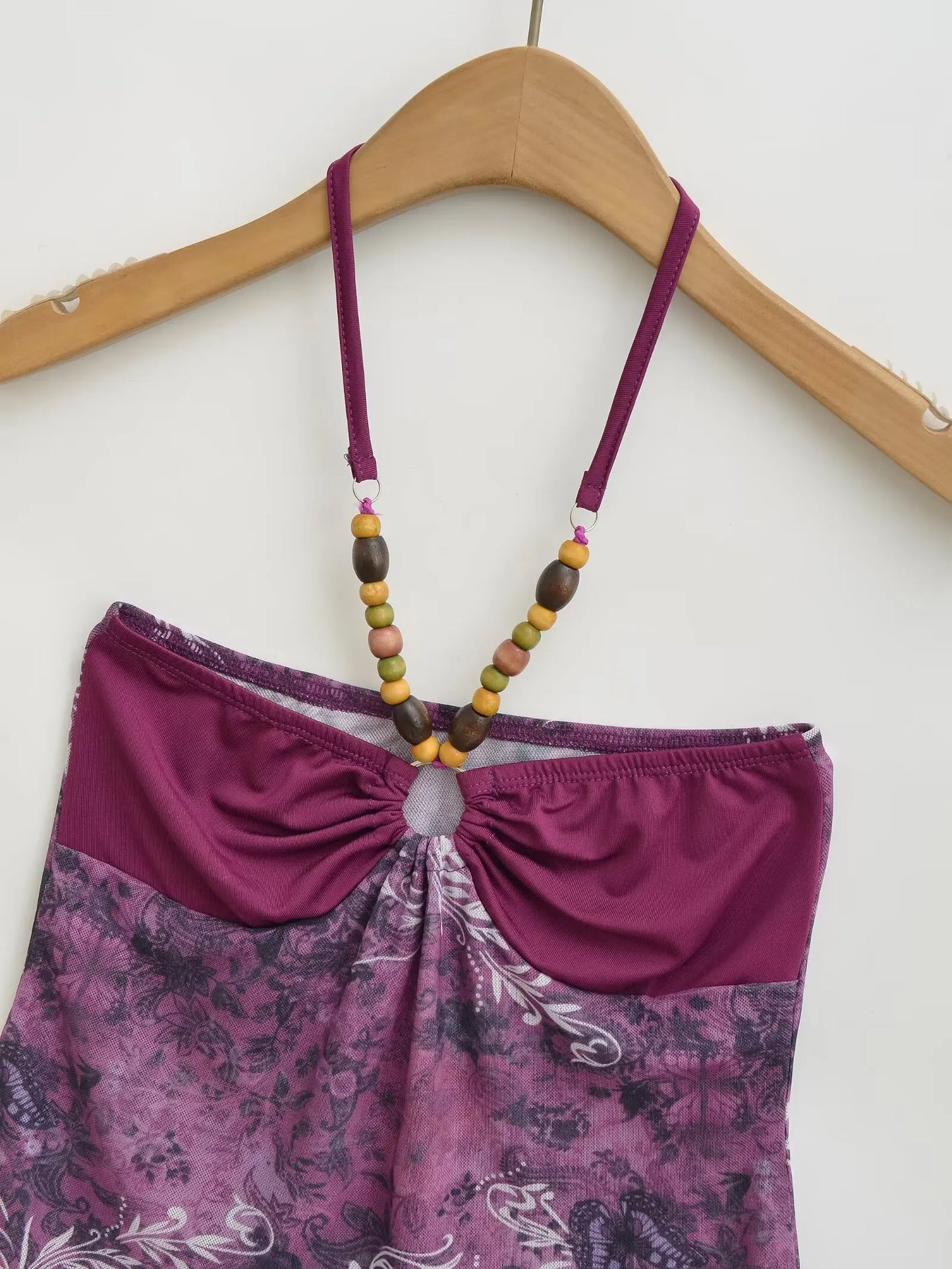 Beaded collar tank top
