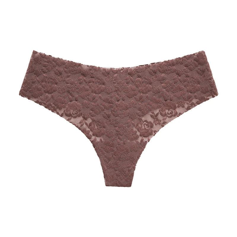 Floral lace thong