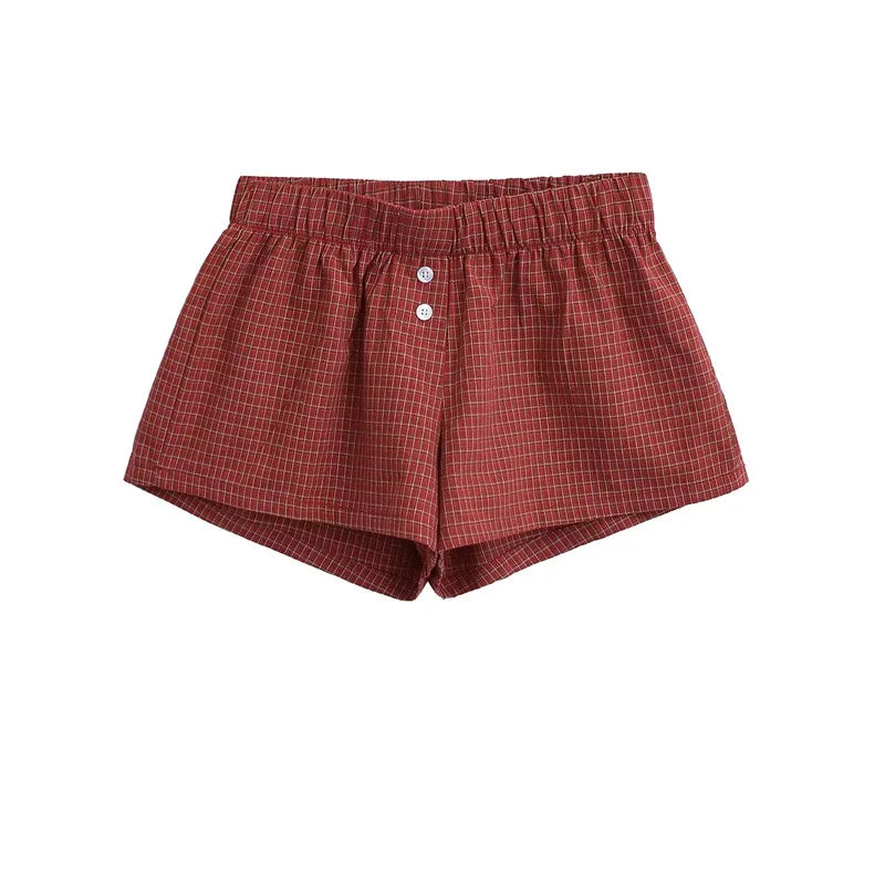 Two button checkered shorts
