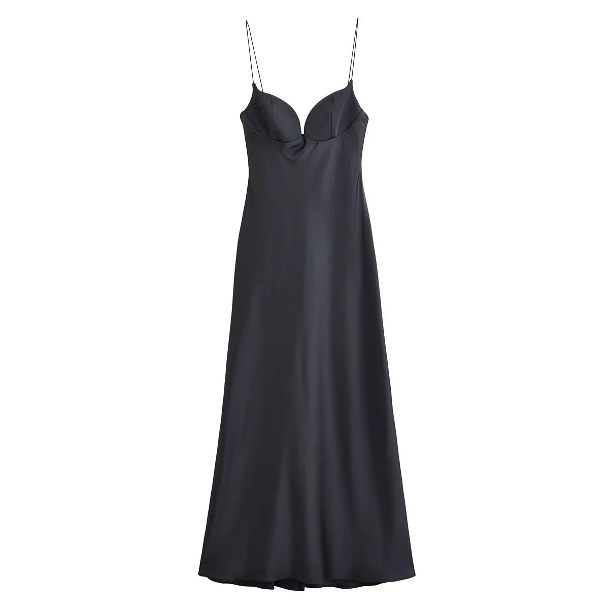 Classy neckline satin dress