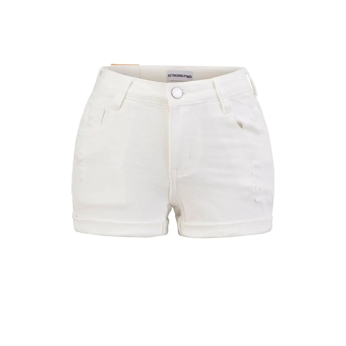 Short folded jeans with a few tears