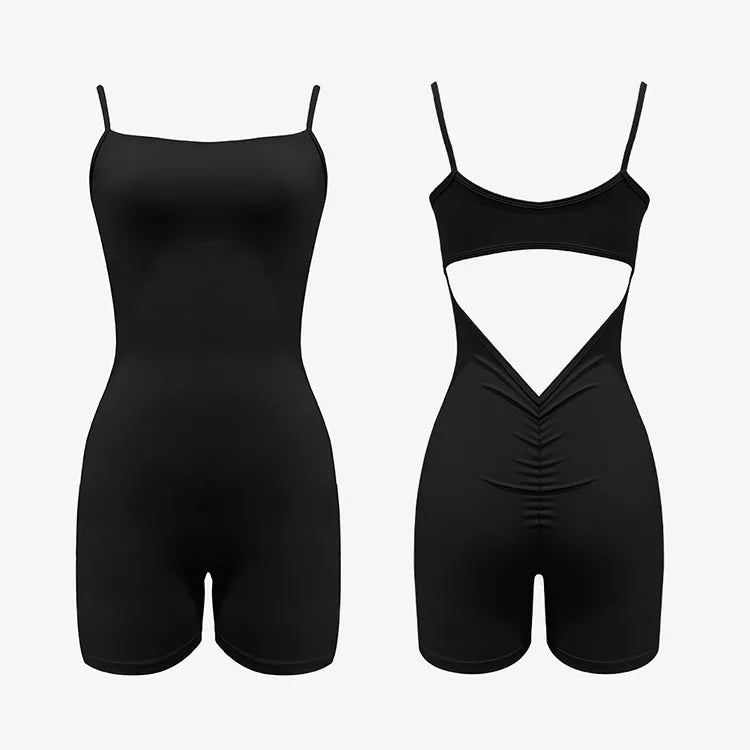 Triangular open back sports overalls