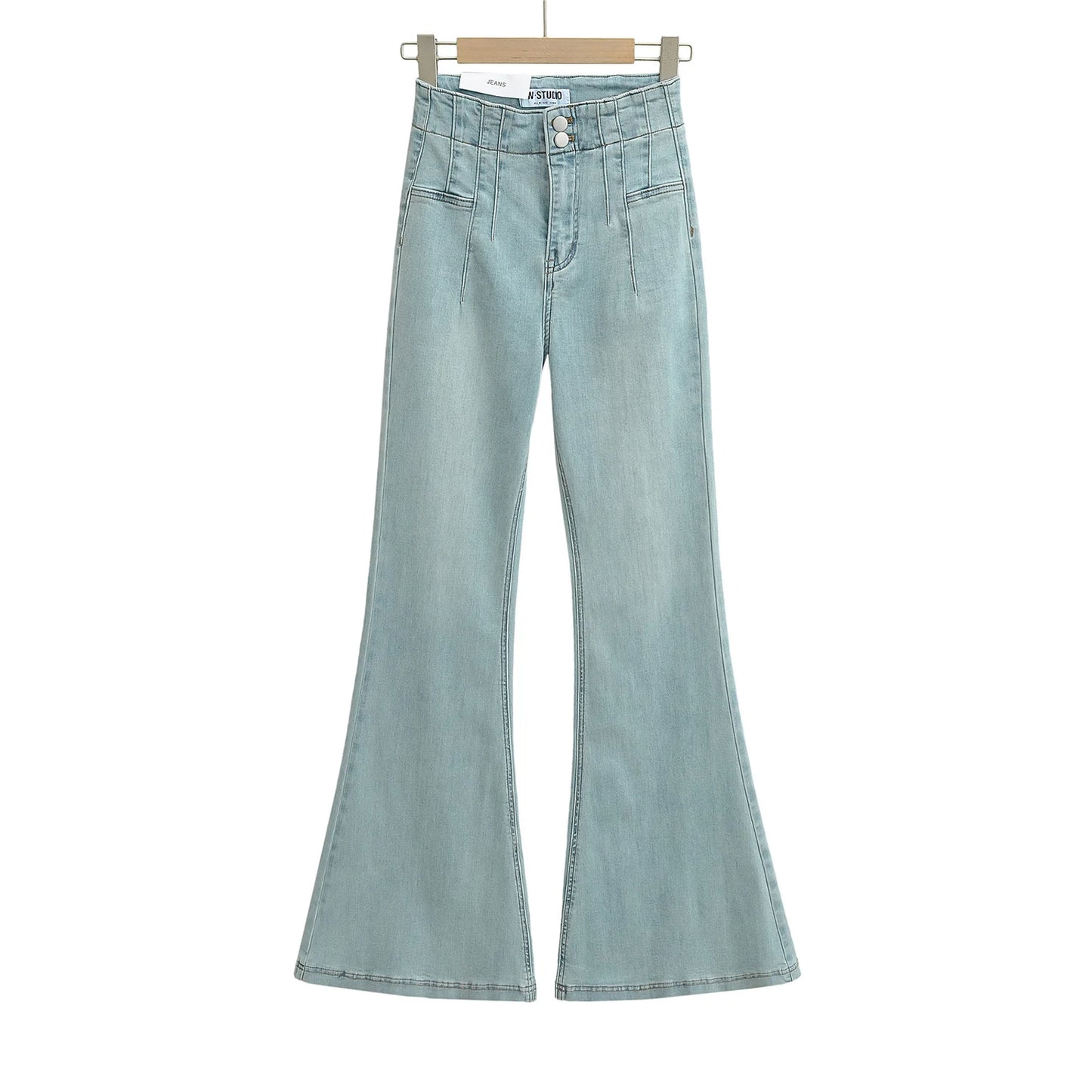 High cut jeans with two buttons