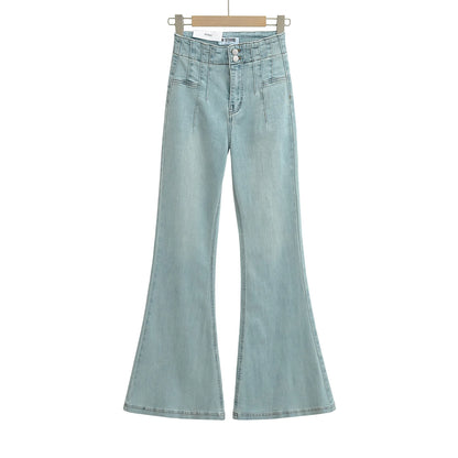 High cut jeans with two buttons